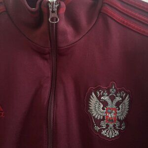 ADIDAS burgundy sweater SIZE L with Russian crest